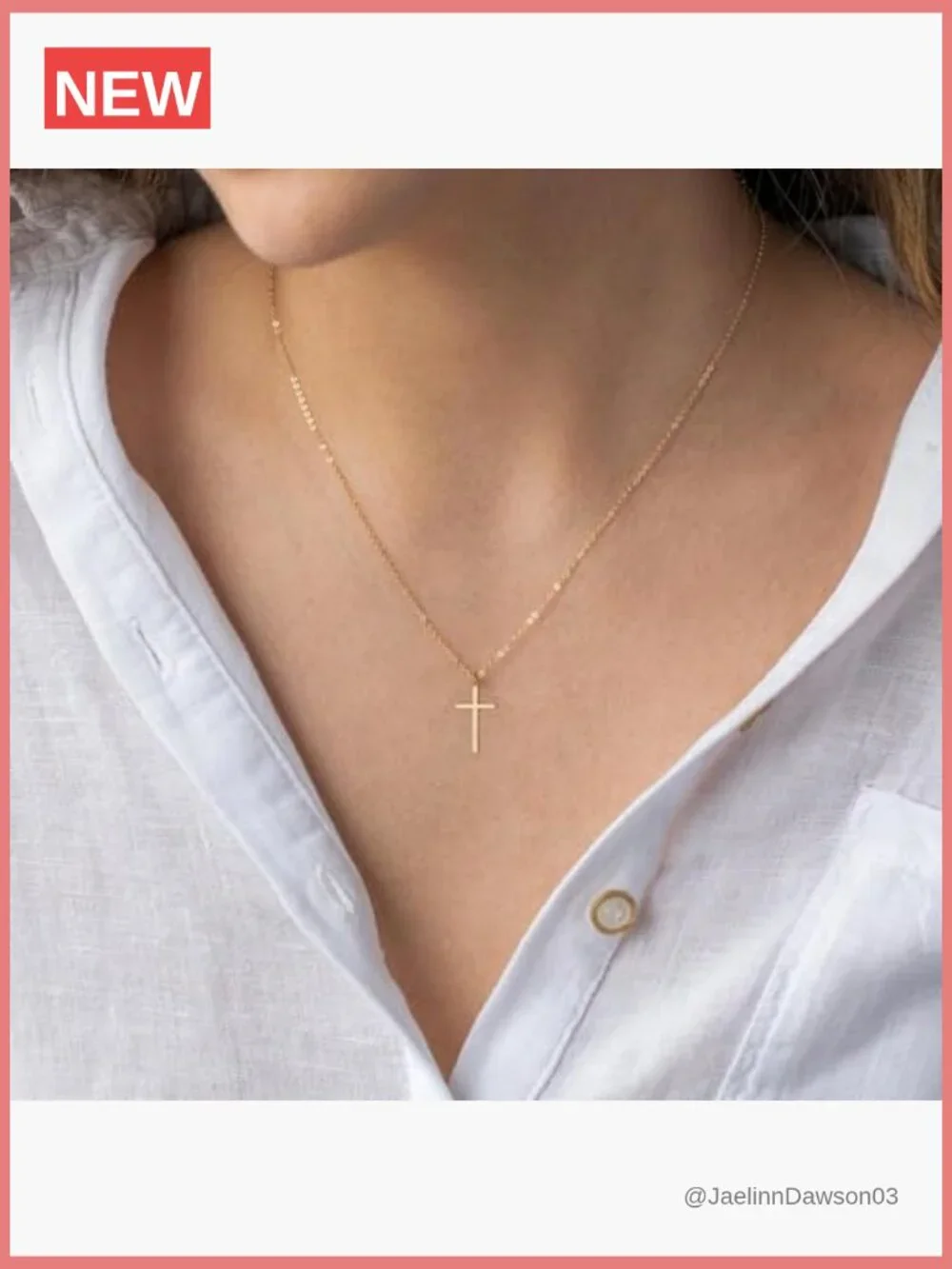 14K Gold Plated Cross Pendant Necklace - Faith Religious Jewelry Gift